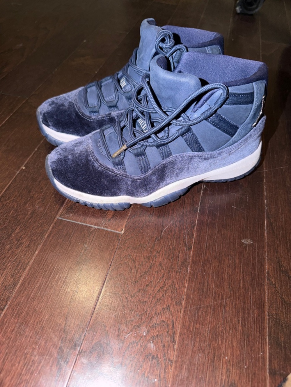 Jordan Women’s Navy Blue Velvet High-Top Athletic Shoes